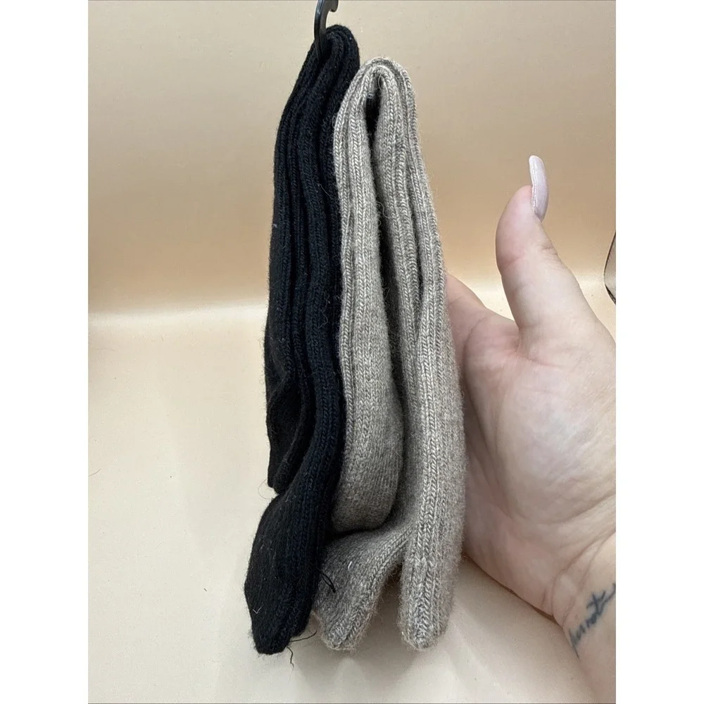 French Connection Men's Cashmere Blend Winter Socks - 2-pack - Black & Tan NWT